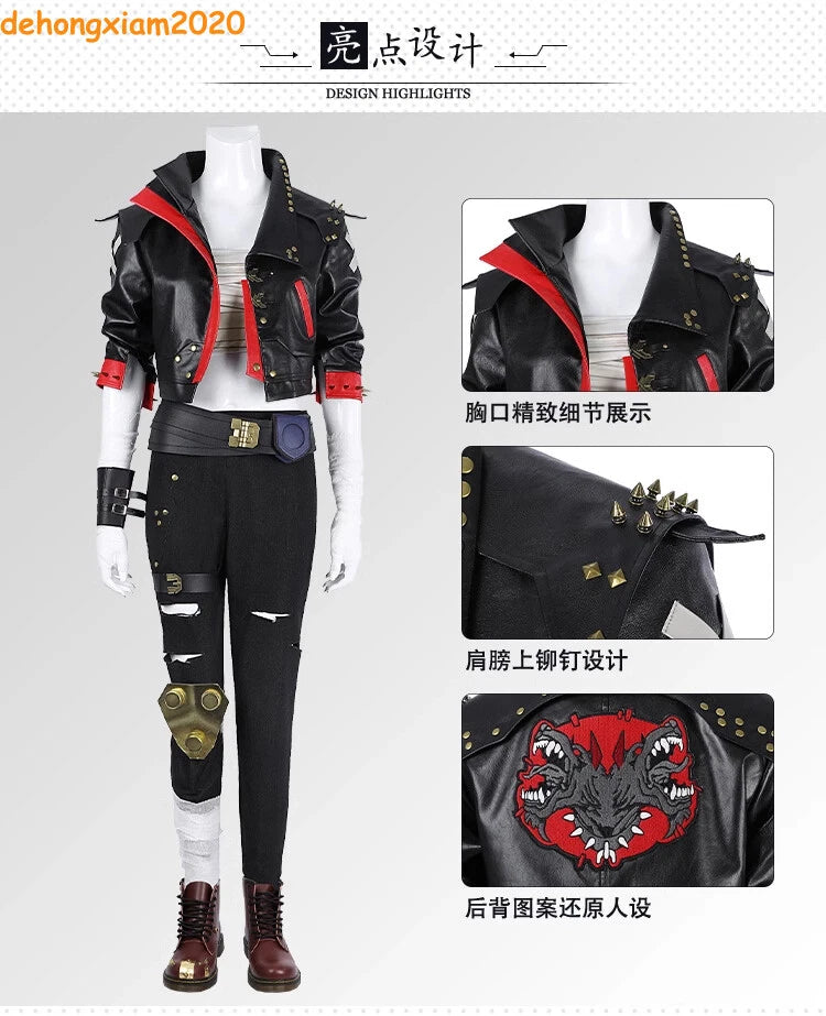 LOL Arcane Season 2 蔚 Vi Costume Women Jacket Trousers Outfits Prop Halloween 07FC0E-D4 - KOEEK