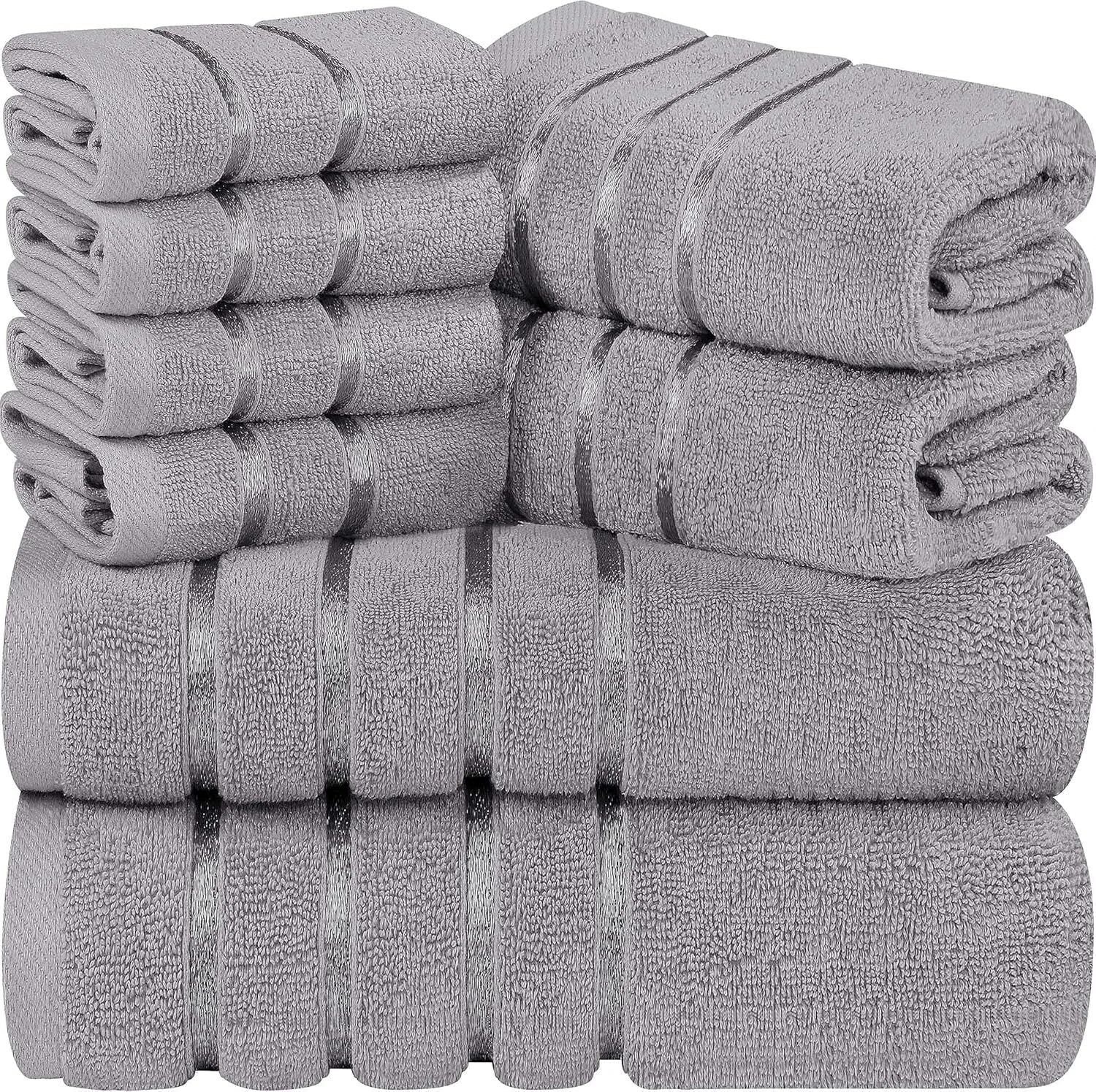 8 Piece Luxury Towel Set, 2 Bath, 2 Hand, and 4 Wash Cloths, 600 GSM Ring Cotton 07FC0E-D4 - KOEEK