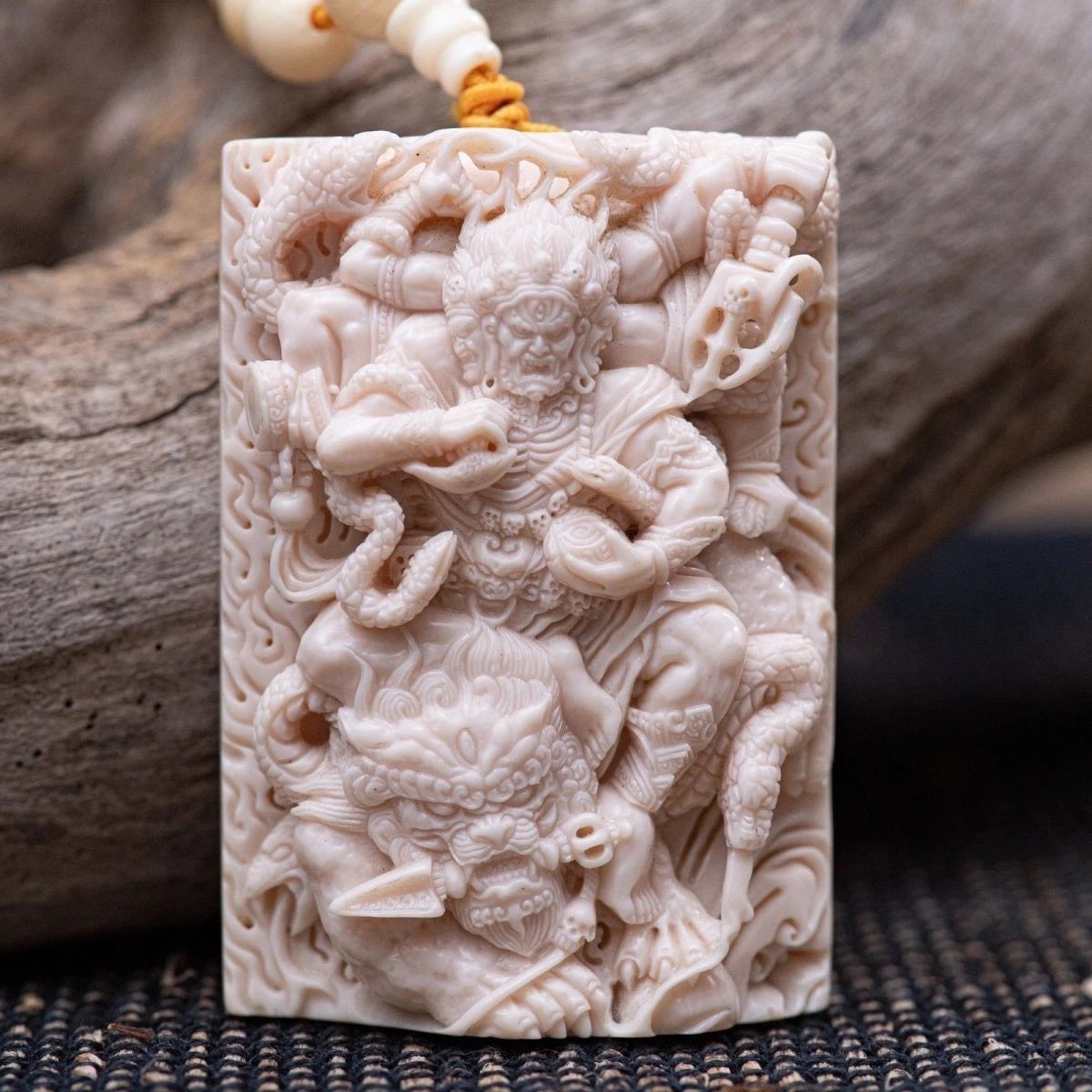 Resin Carved Mahakala Buddhist Pendant Plaque Unisex Decor 07FC0E-D4 - KOEEK