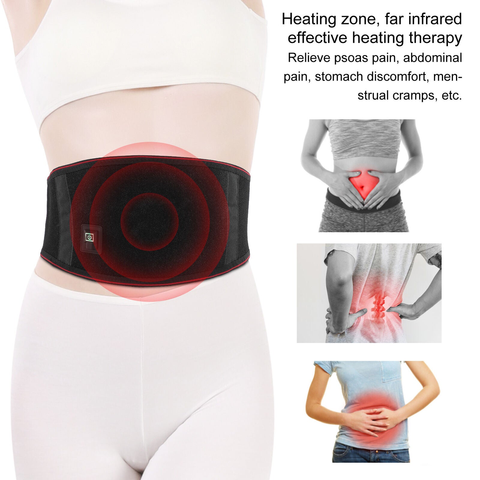 new Heating Back Belt Waist Heated Pad Pain Relief Lumbar Support Brace HGF koeek - KOEEK