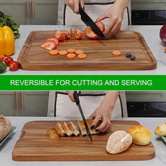 Acacia Wood Cutting Board for Kitchen - Organic Wooden Chopping Serving Board 07FC0E-D4 - KOEEK