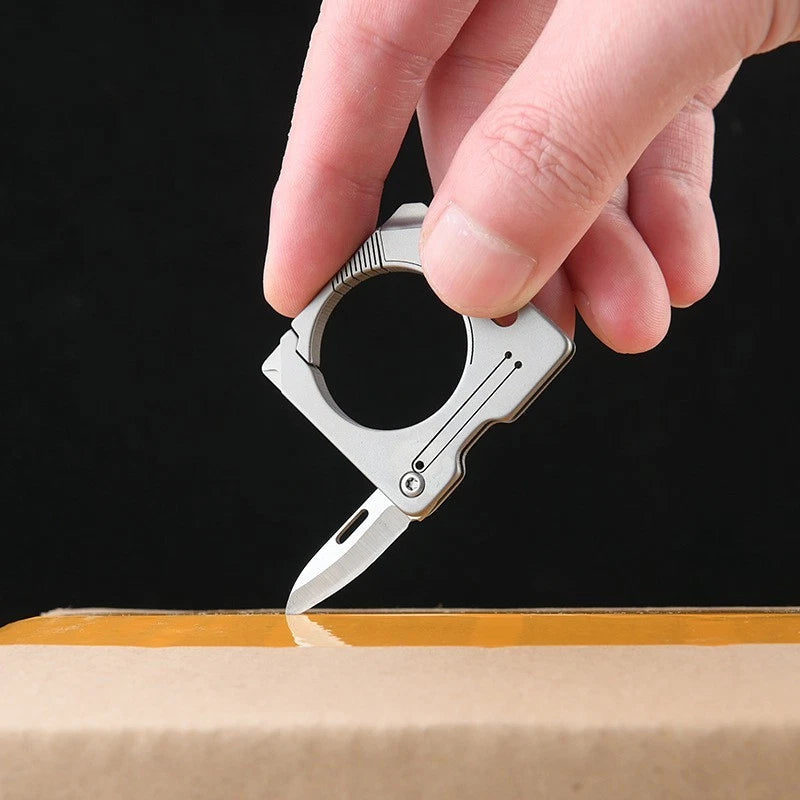 Titanium Alloy Keychain Carabiner Cutter Knife EDC Outdoor Travel Camping Tool 07FC0E-D4 - KOEEK