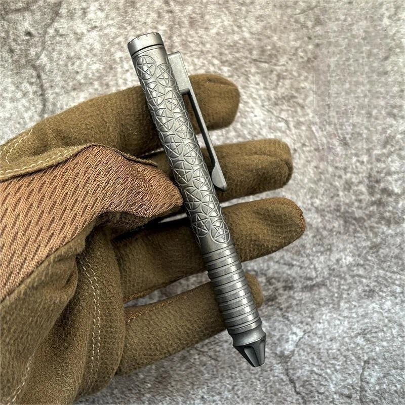 EDC Titanium Bolt Action Ballpoint Pen Pocket Writing Pen with Fidget Spinner 07FC0E-D4 - KOEEK