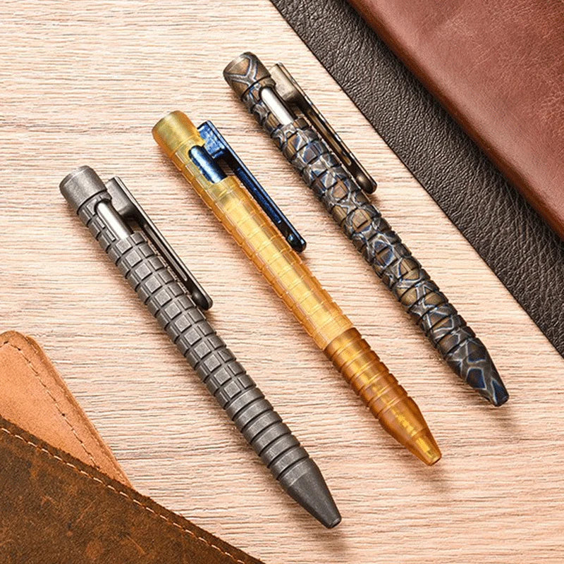 Titanium PEI Ballpoint Pen Bolt Action Signature Writing Pocket Pen 5pcs Refills 07FC0E-D4 - KOEEK