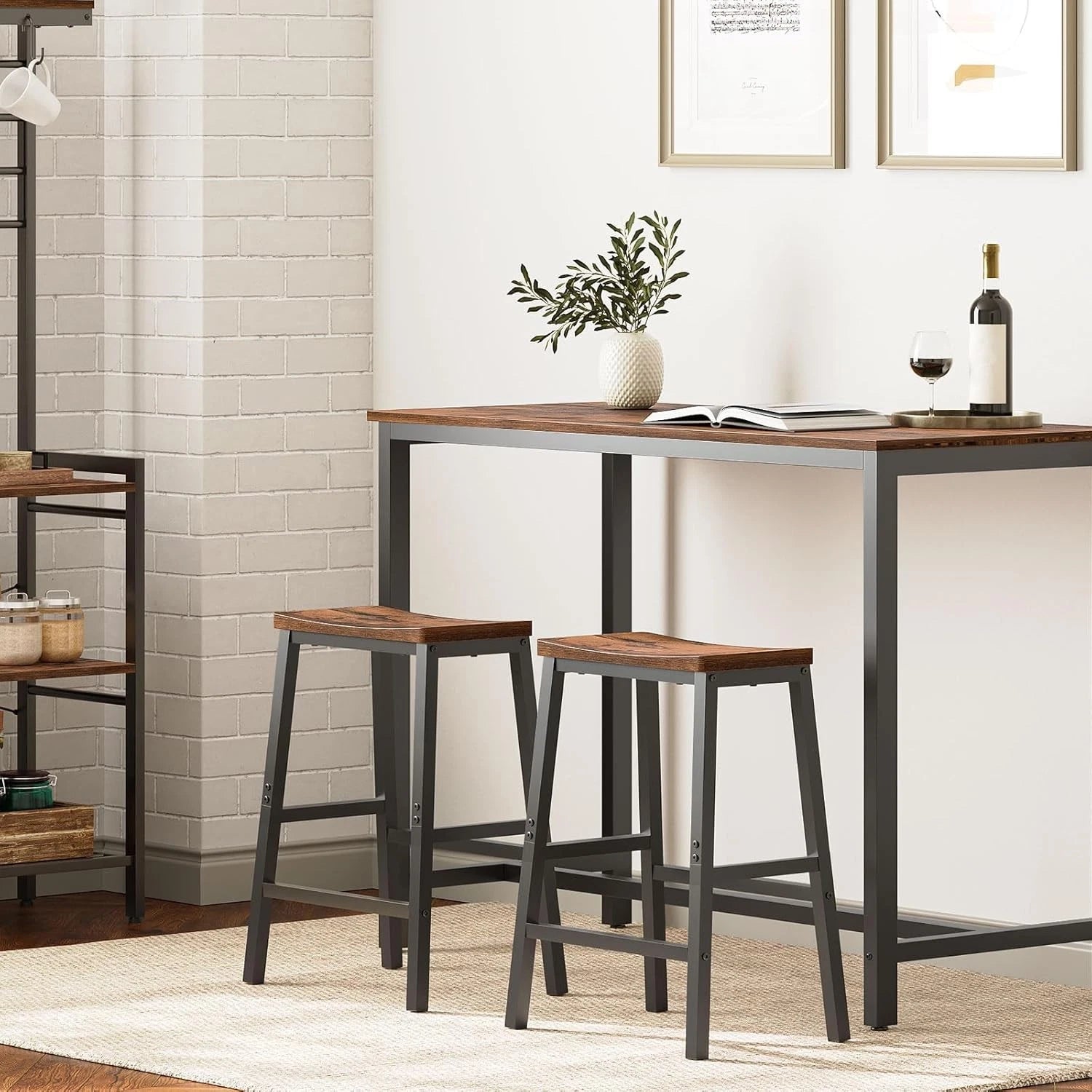 Bar stool, set of 2 bar chairs, 23.6-inch saddle stool 07FC0E-D4 - KOEEK