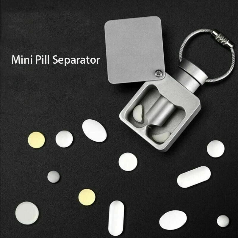 Mini Keychain Pill Separator Double Blade Cutter Portable Pill Slicer EDC Tool EDC - KOEEK