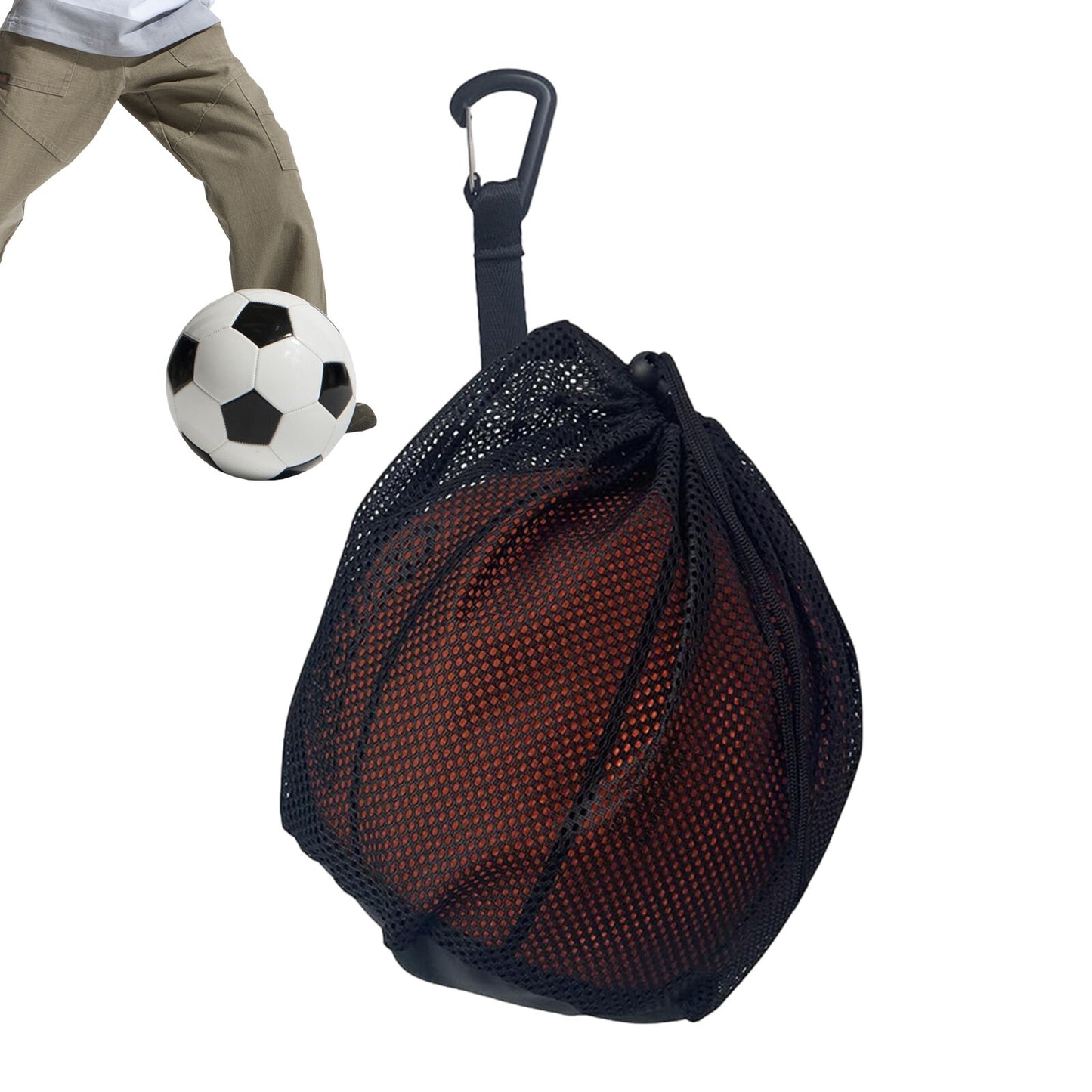 new Basketball Carrying Bag Adjustable Shoulder Ball Bag Clip On Ball For Backpack koeek - KOEEK