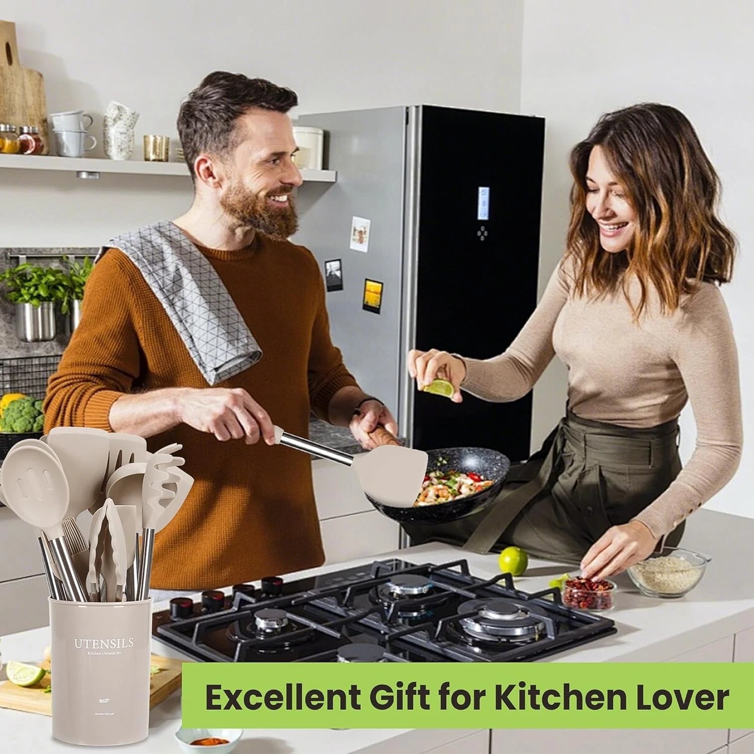 Large Cooking Utensils Set, 35 Pcs Kitchen Utensils Set with Holder, 07FC0E-D4 - KOEEK