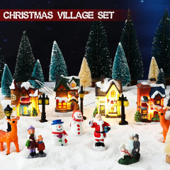 31 Pcs Christmas Village Figurines Decoration Set Lighted LED Christmas Village 07FC0E-D4 - KOEEK