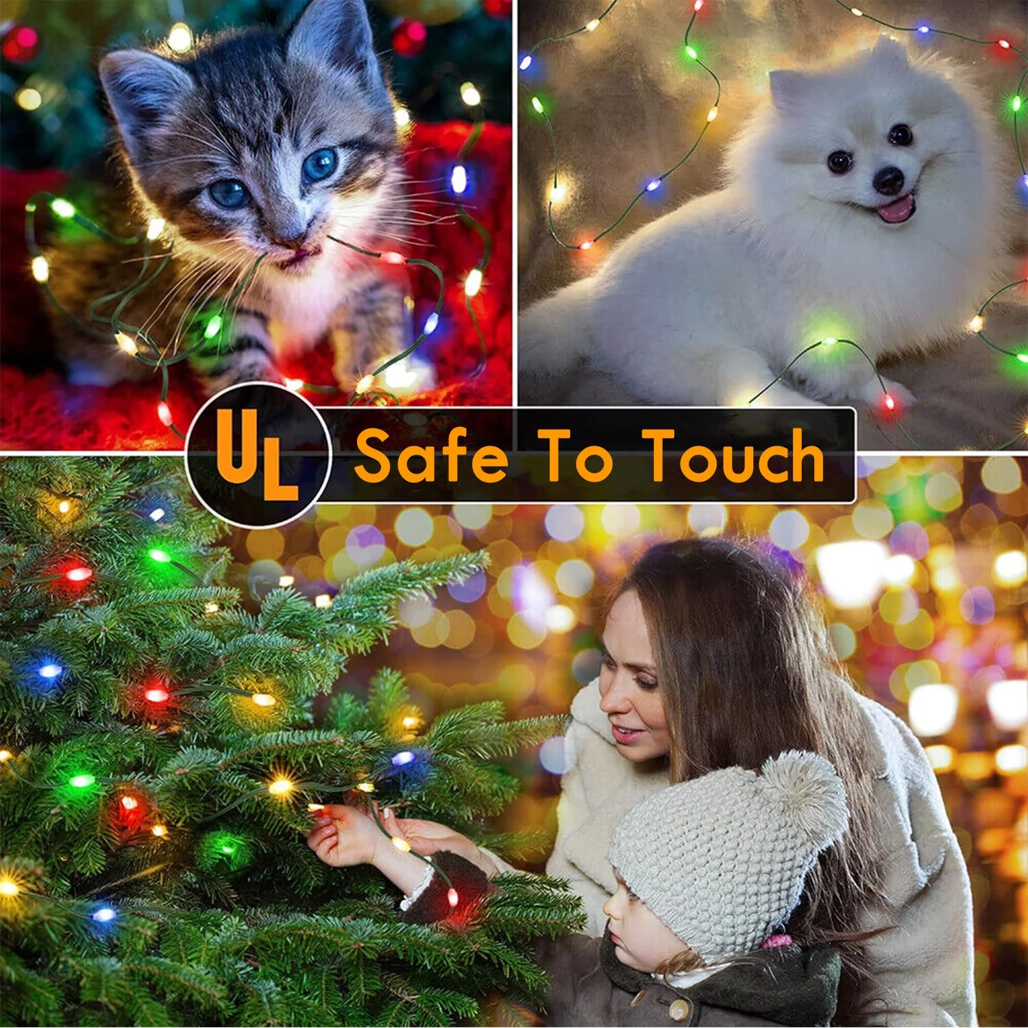 Christmas Tree String Lights Decorations with Ring Smart APP, 200 LED Waterfall 07FC0E-D4 - KOEEK