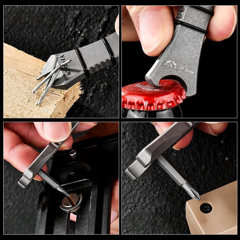 EDC Titanium Pry Bar Crowbar Bottle Opener Screwdriver Pocket Multi Tool Outdoor 07FC0E-D4 - KOEEK