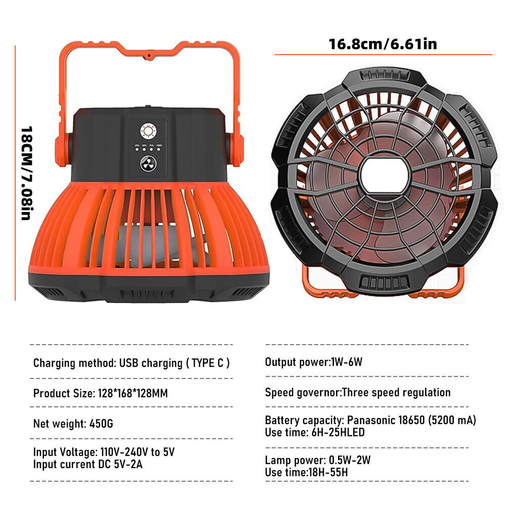 ny Portatil Ventilador De Aire Frio USB Oppladbar Abanico Piso Outdoor Con Luz LED