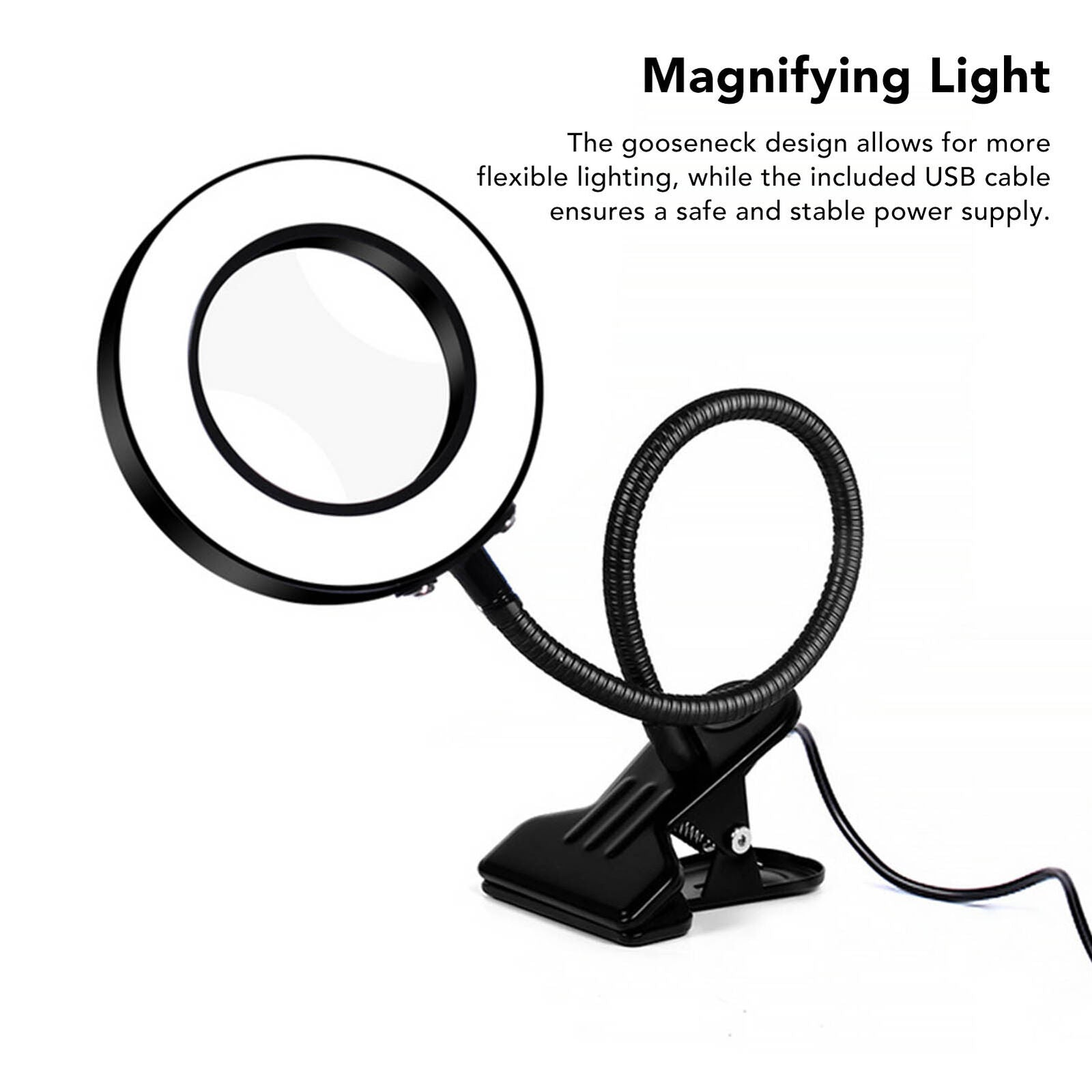 new Magnifying Lamp LED Light 3X Gooseneck With USB-Cable Adjustable Brightness koeek - KOEEK