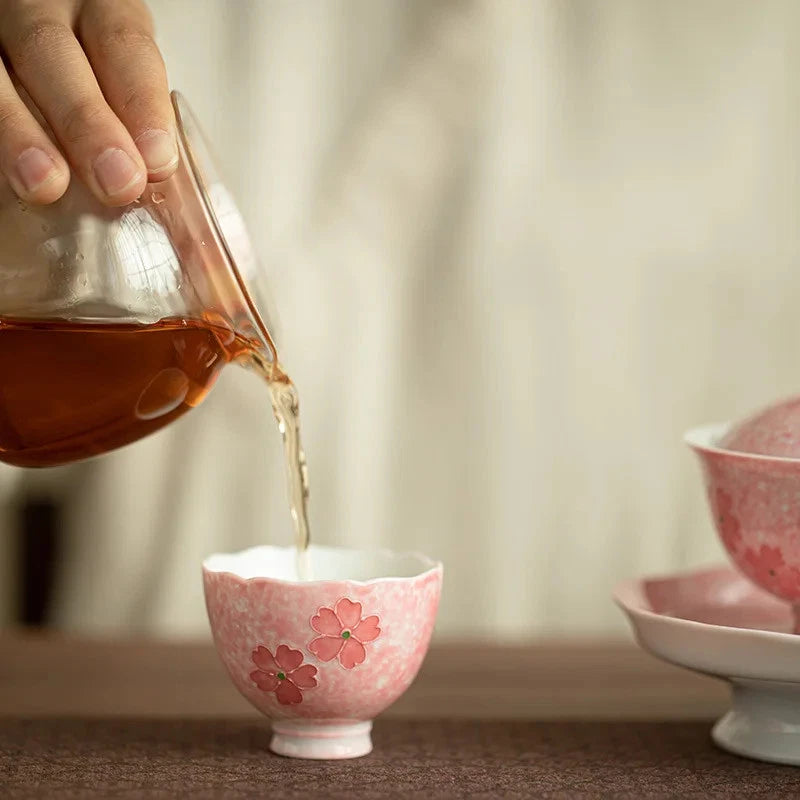 50ml Exquisite Hand-painted Cherry Blossom Teacup Ceramic Tea Set Master Cup 07FC0E-D4 - KOEEK