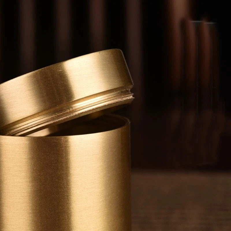 Solid Brass Sealed Tank Tea Caddy Container Portable Metal Storage Box 250g EDC 07FC0E-D4 - KOEEK
