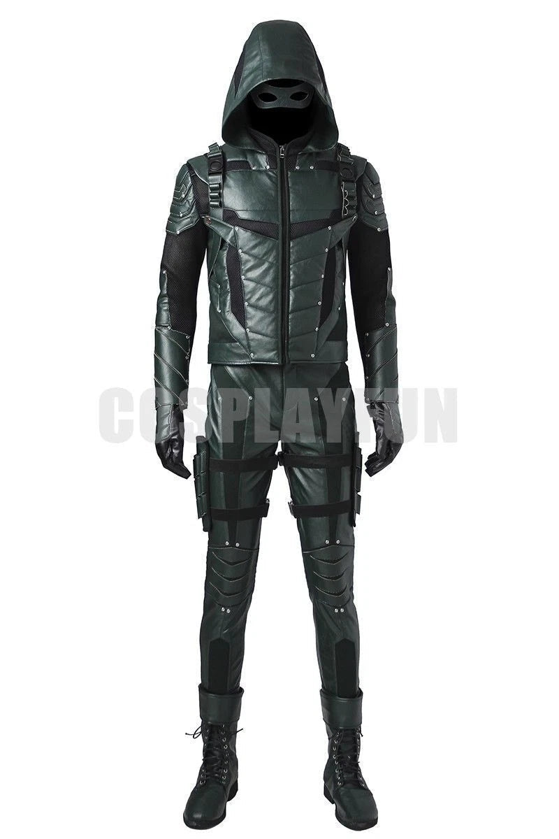 Anime The Green Arrow Season 5 Oliver Queen Cosplay Costume Full Set 07FC0E-D4 - KOEEK
