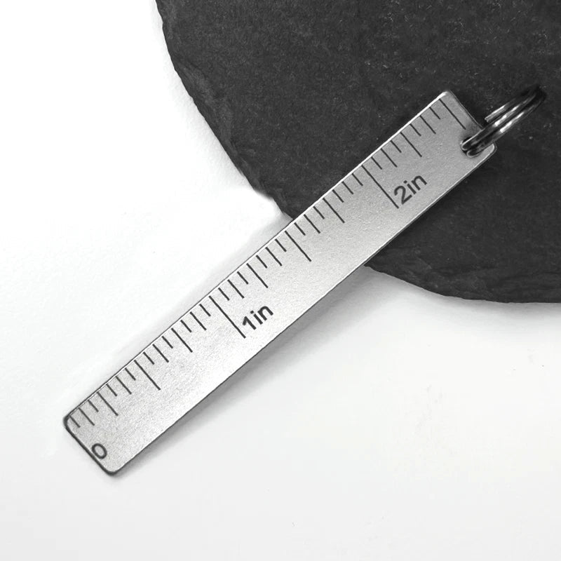 EDC Titanium Ruler Measuring Range in/ cm Ruler Keychain Pendant with Key Ring 07FC0E-D4 - KOEEK