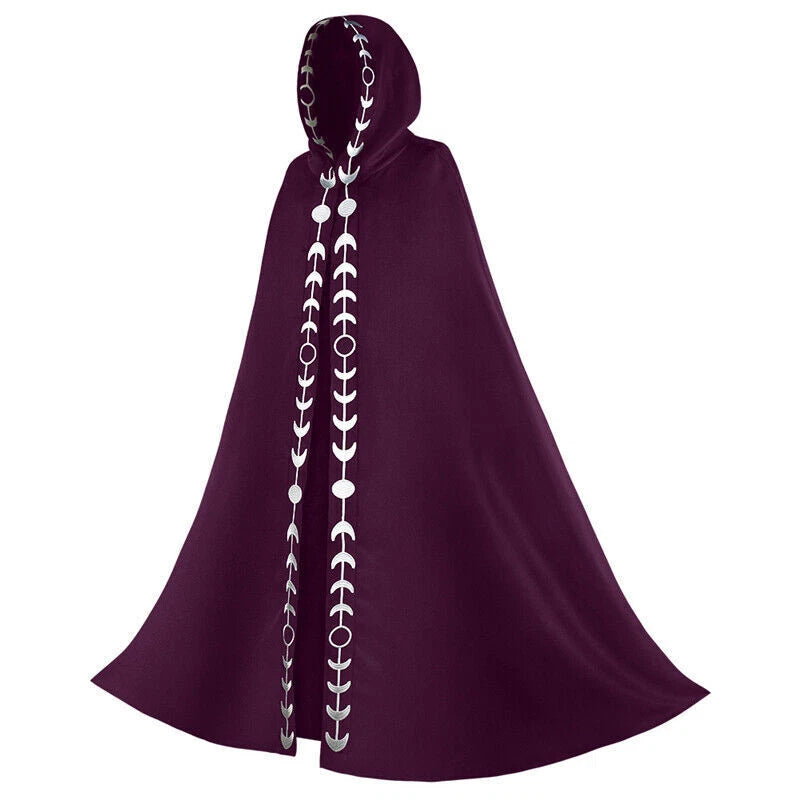 Medieval Reaper Wizard Embroidery Hooded Cloak Cosplay Costumes Halloween Party 07FC0E-D4 - KOEEK