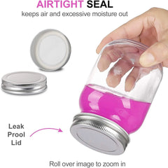 Glass Regular Mouth Mason Jars, 16 oz Clear Glass Jars with Silver Metal Lids 07FC0E-D4 - KOEEK