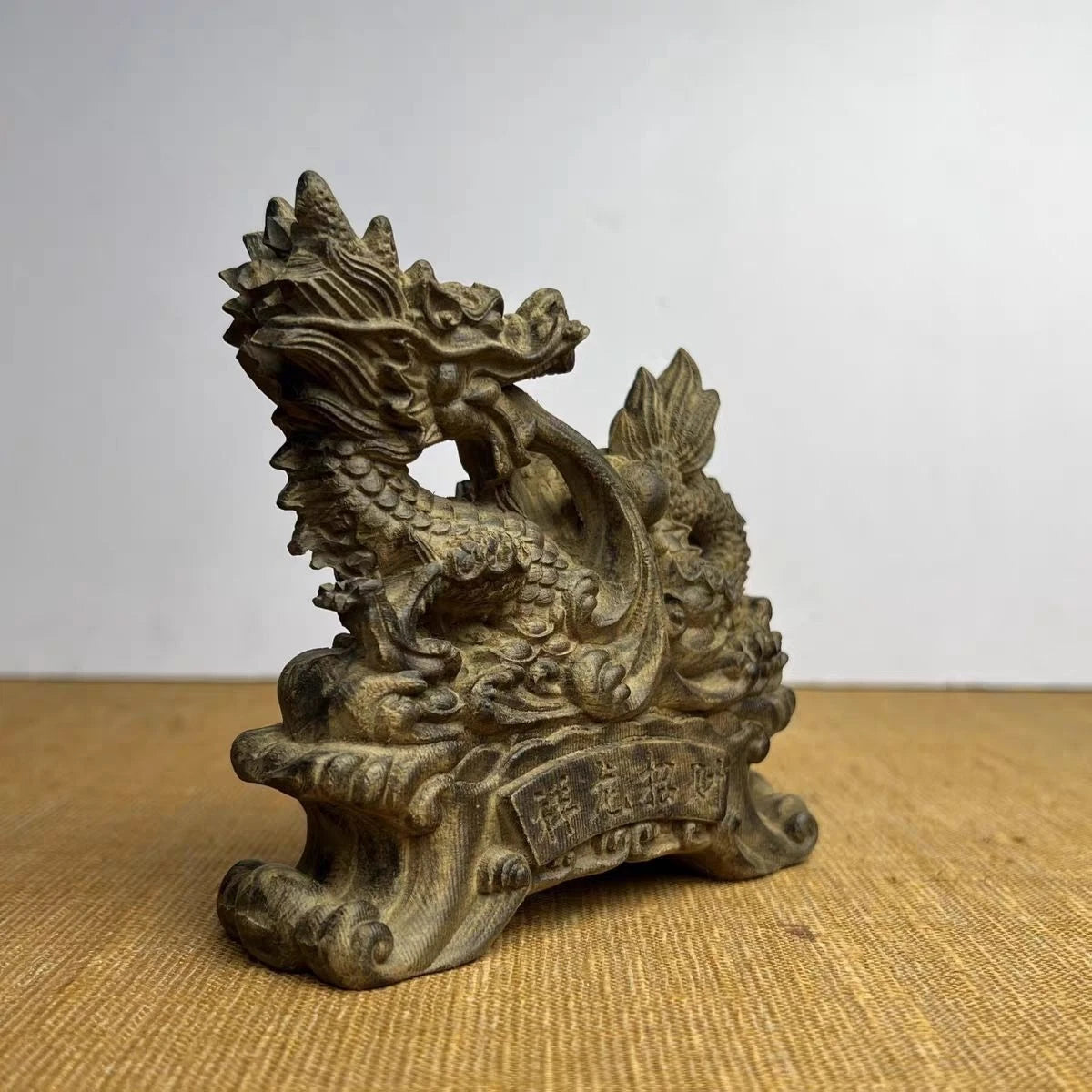 12*12cm Vietnamese Agarwood  Dragon Wealth Figurine Home Decor Gift 07FC0E-D4 - KOEEK