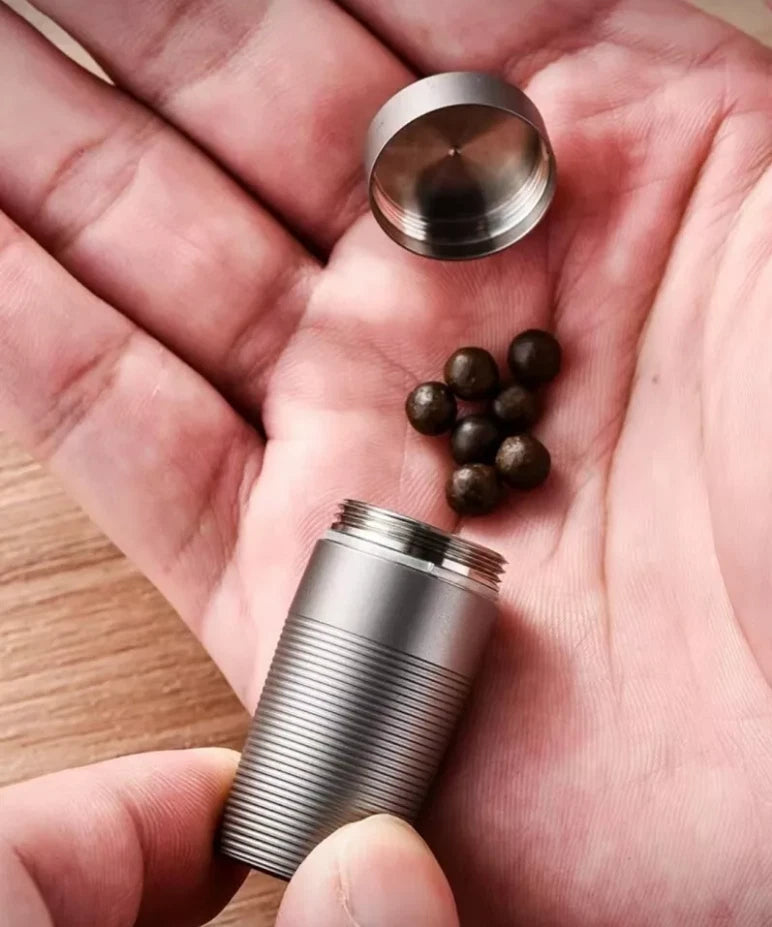 Pure Titanium Pill Holder Organizer Container Case Waterproof Portable EDC Tank 07FC0E-D4 - KOEEK