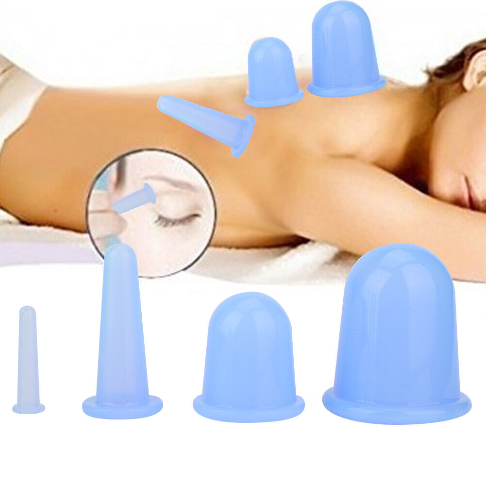 new 4pcs Vaccum Massager Cupping Cup Lifting Firming Therapy Treatment (Blue) HGF koeek - KOEEK