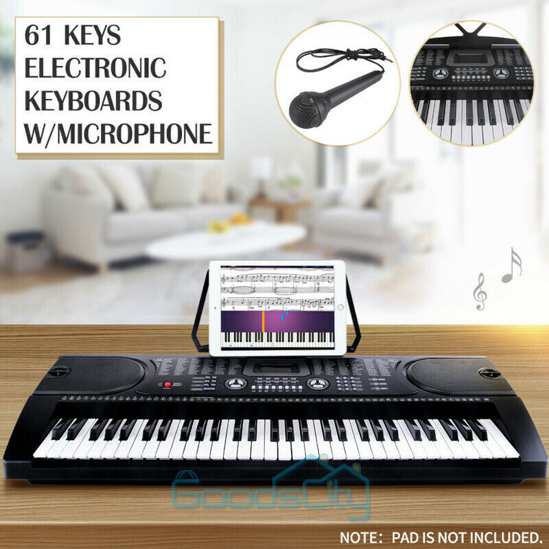 nytt Digital Piano Keyboard 61 Key - Bærbart elektronisk piano med mikrofon og stativ