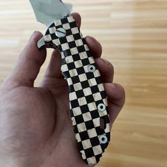1 PC Wooden inlaid checkerboard pattern Handle Scale for Rick Hinderer XM18 3.5” 07FC0E-D4 - KOEEK