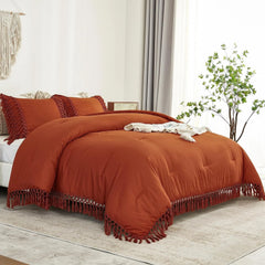 King Size Burnt Orange Duvet Cover, 3 Piece Bedding Duvet Cover and Set