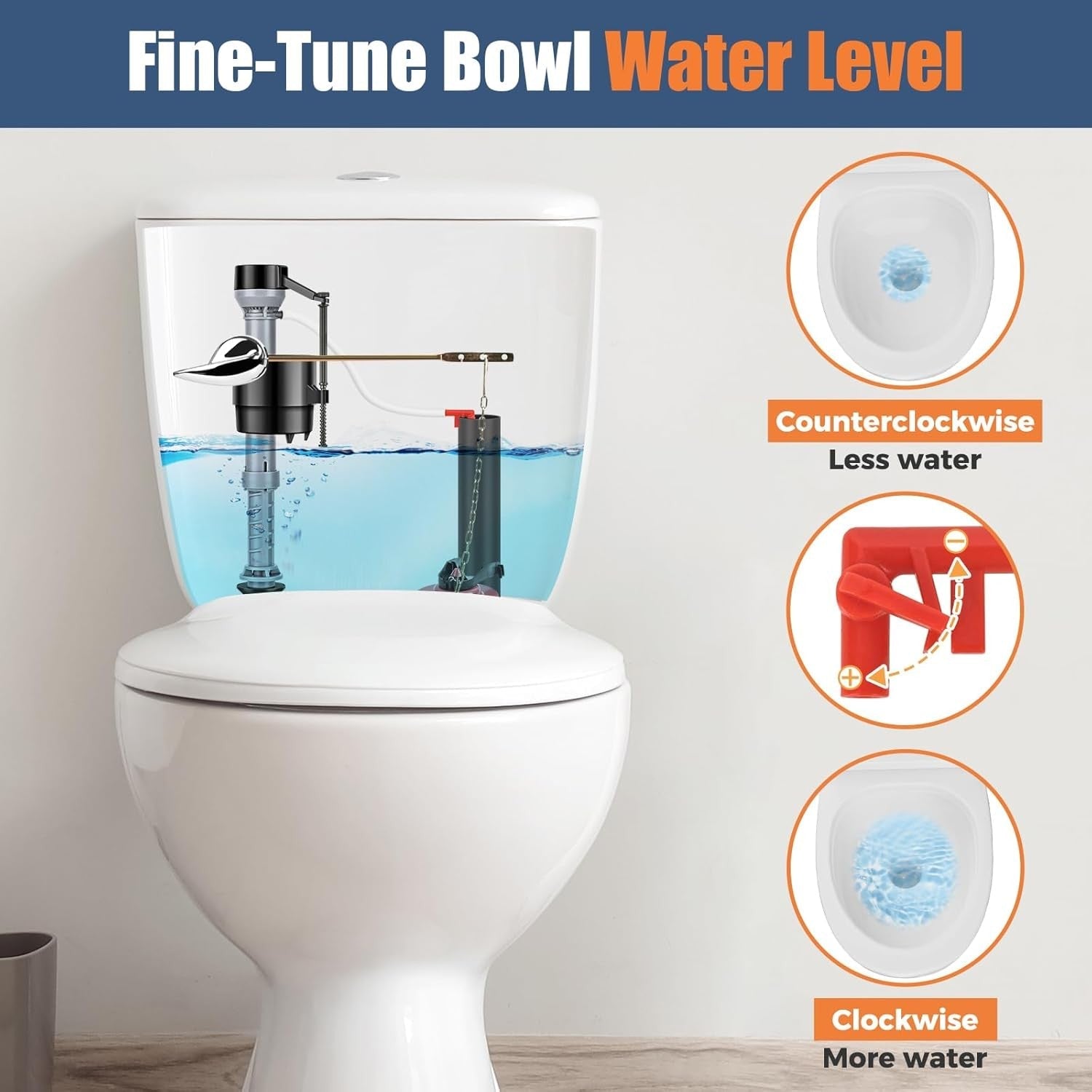 new Universal Toilet Flusher Replacement Kit, Water-Saving & Height Black 07FC0E-D4 - KOEEK