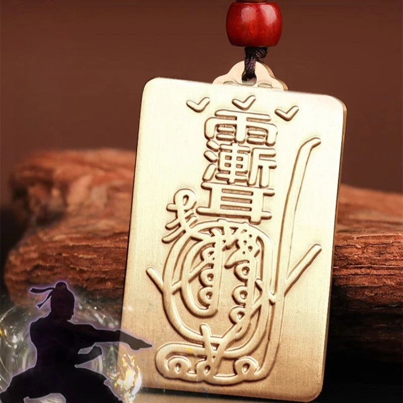 54mm Taoism Brass Pendant Safe and Sound Good Luck Card Amulet Pendant 07FC0E-D4 - KOEEK