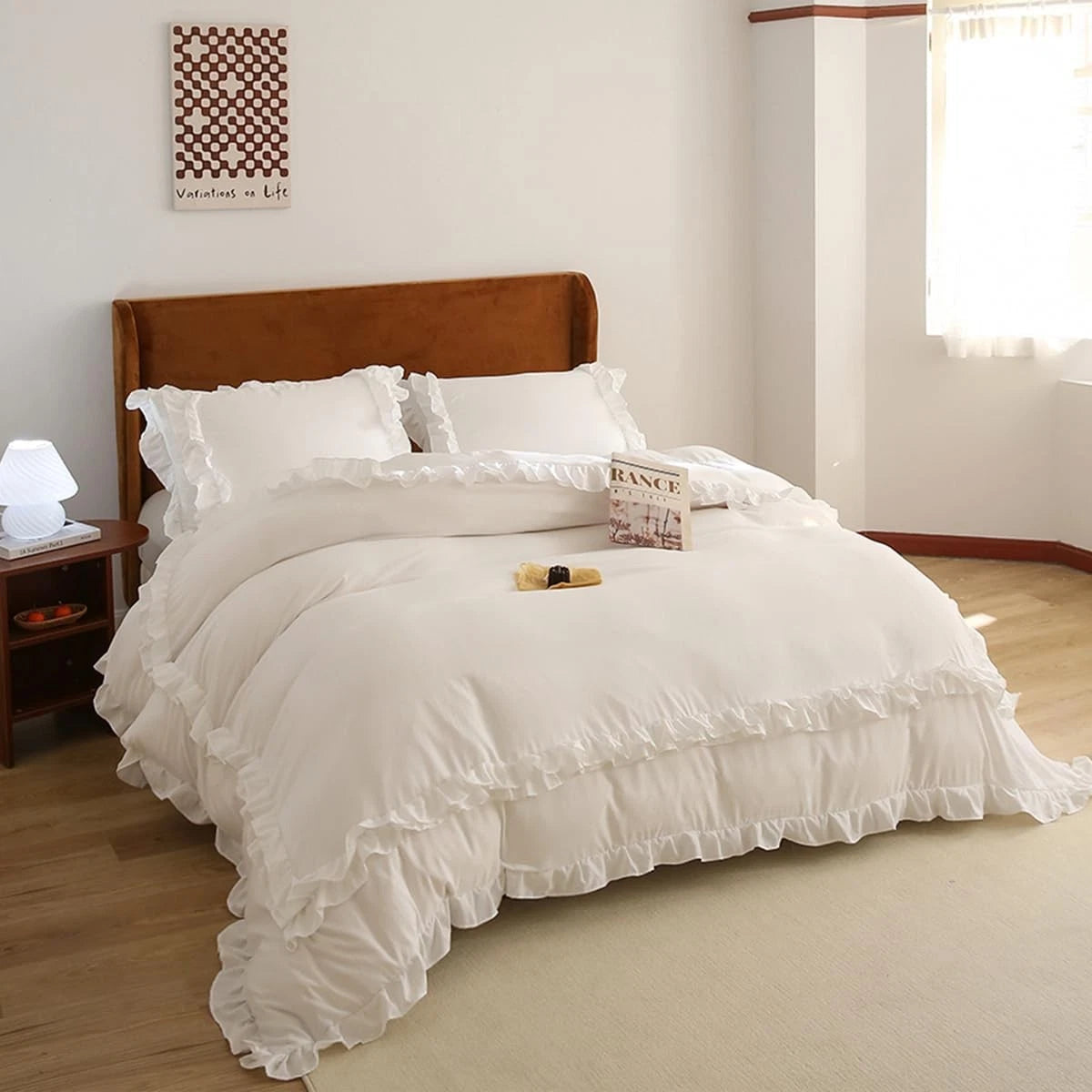 White scalloped down comforter cover, girls' retro country-style bedding 07FC0E-D4 - KOEEK