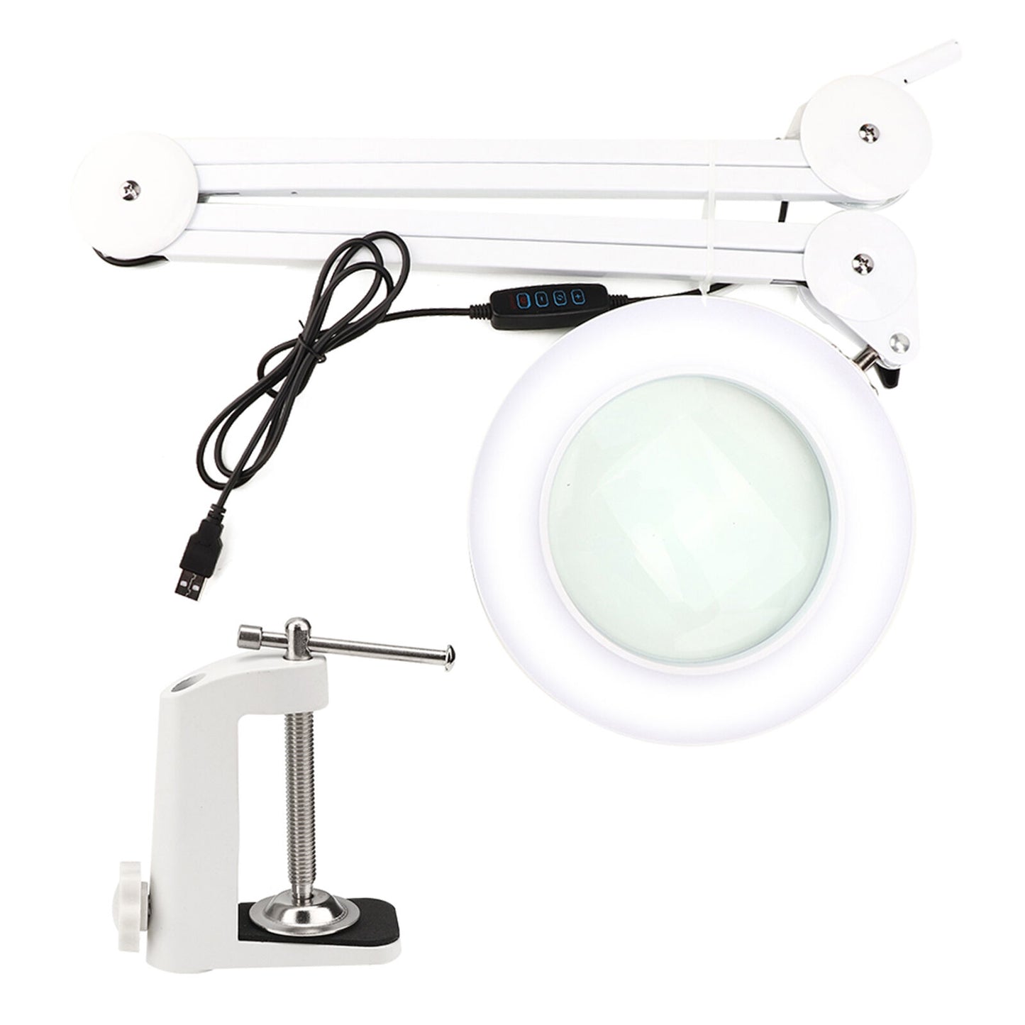 new Clip On Magnifier Lamp Tattoo USB 5X Magnifying Ring Lamp(White ) HGF koeek - KOEEK