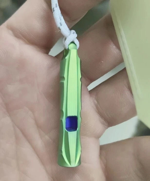EDC Green Titanium Alloy Whistle Keychain Pendant Necklace Outdoor Survival Tool 07FC0E-D4 - KOEEK