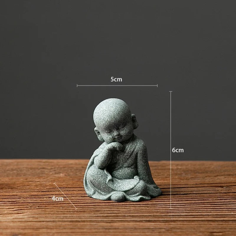1Pc Buddhist Monks Figurine Buddha Stone Statue Chinese Fengshui Zen Decoration 07FC0E-D4 - KOEEK