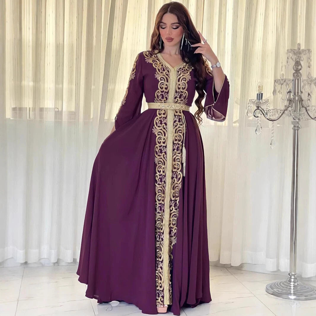 Embroidery Abaya Women Muslim Maxi Dress Kaftan Long Robes Ramadan Gown Dresses 07FC0E-D4 - KOEEK