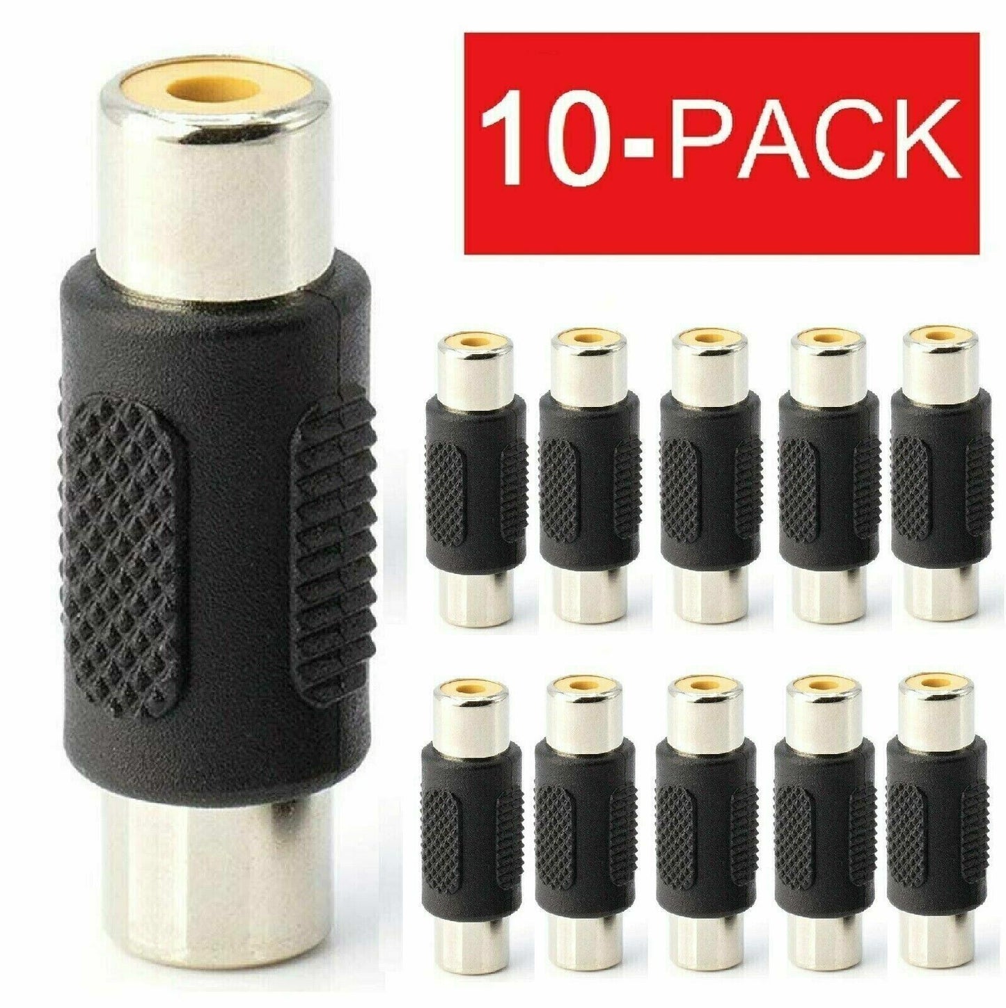 10-Pack AV RCA Audio Video Female to Female Jack Coupler Adapter Connector