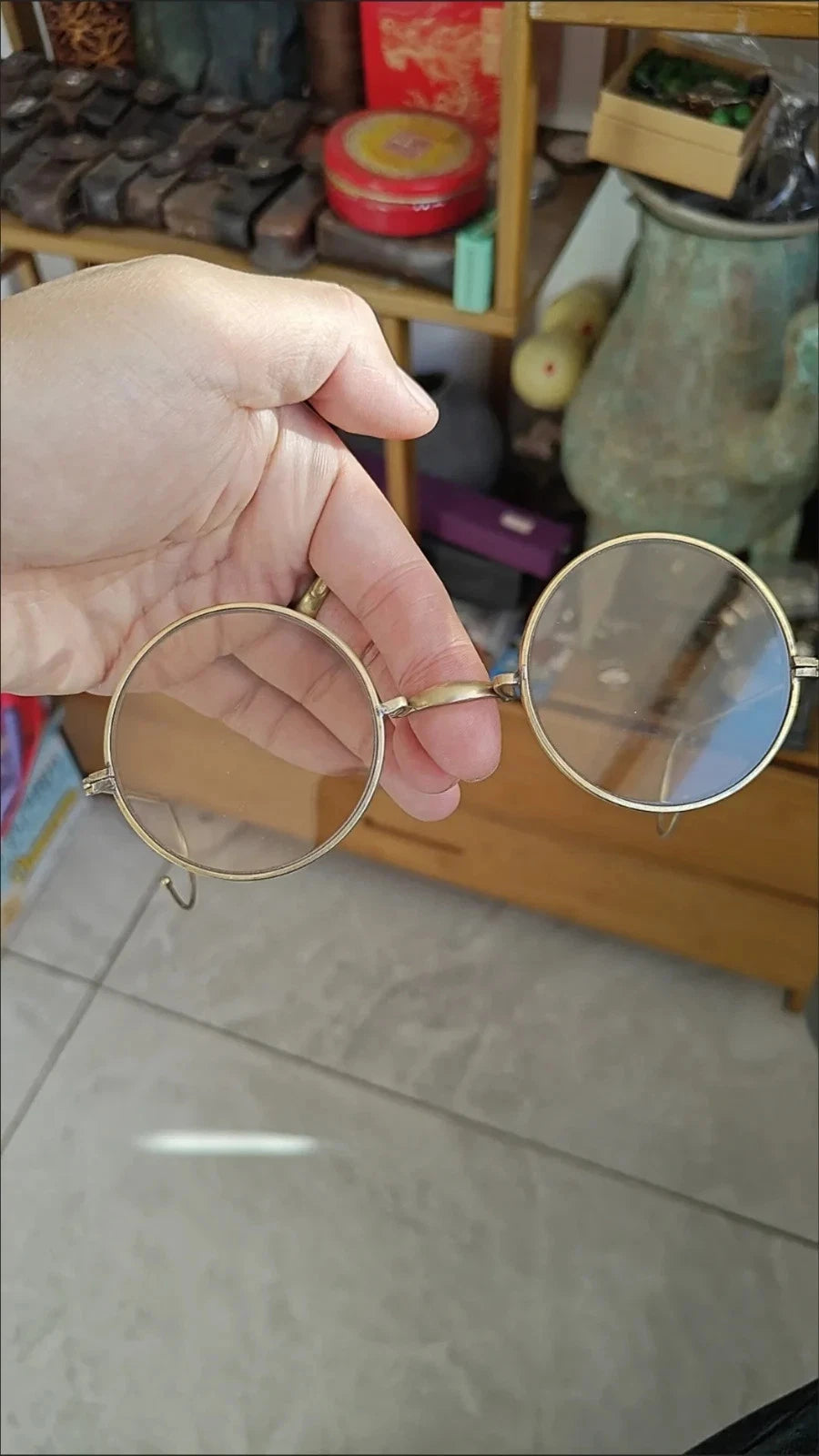 Vintage China Copper Hook Crystal Old Style Eyeglasses Collectible Sunglasses 07FC0E-D4 - KOEEK