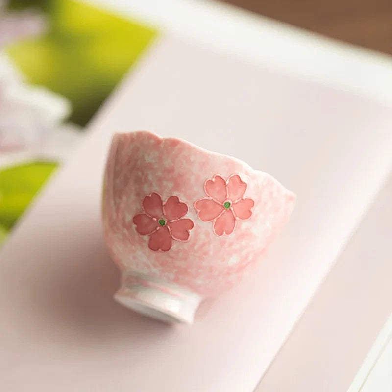 50ml Exquisite Hand-painted Cherry Blossom Teacup Ceramic Tea Set Master Cup 07FC0E-D4 - KOEEK