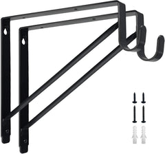 2-piece heavy-duty wardrobe shelf and clothes rail bracket, black steel 07FC0E-D4 - KOEEK