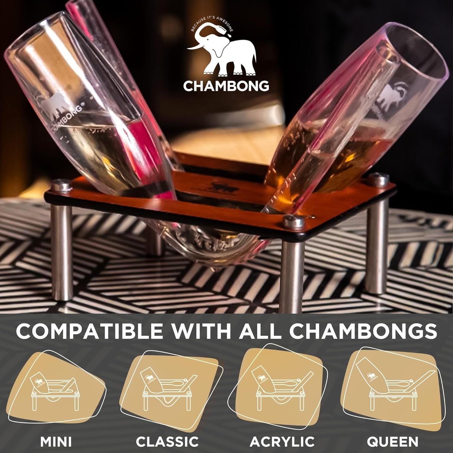 new Chambong – Holder for Easy Refills - Premium Wood Stand Holds 2 Pieces Brown