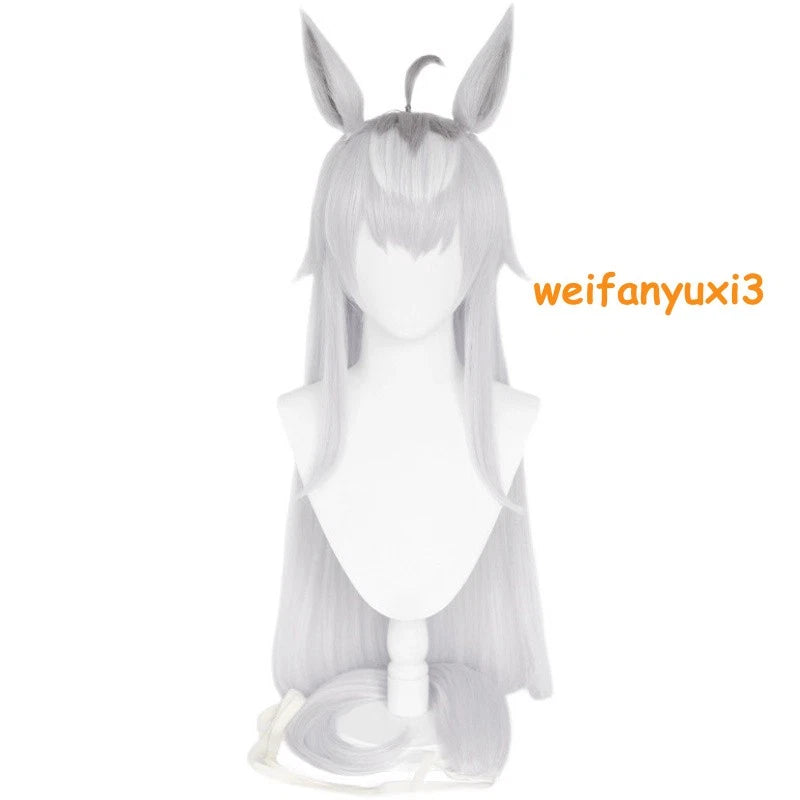 Anime Pretty Derby Oguri Cap Cosplay Wig w/ Ears Tail Holloween Party Cos Props 07FC0E-D4 - KOEEK