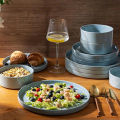 Ceramic Dinnerware Set for 4 | Unglazed Pottery Speckled Plate and Bowl 07FC0E-D4 - KOEEK
