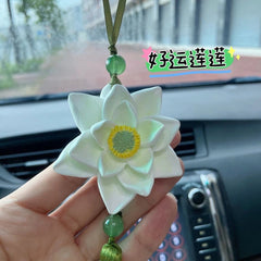Lotus Car Hanging Ornament Chinese Style Rearview Mirror  Charm 07FC0E-D4 - KOEEK