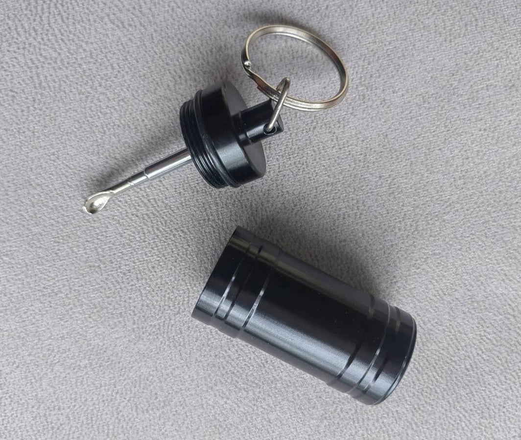 Premium Aluminum Waterproof Medication Pill Container Box Key Chain With Spoon 07FC0E-D4 - KOEEK