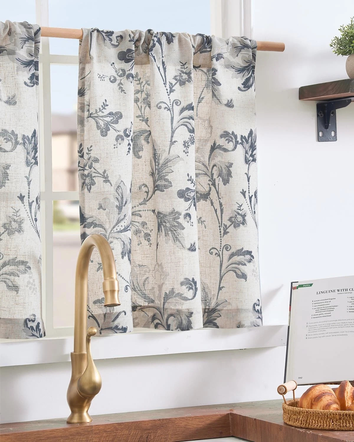 36-inch vintage floral layered curtains Country cottage café rod pocket 07FC0E-D4 - KOEEK
