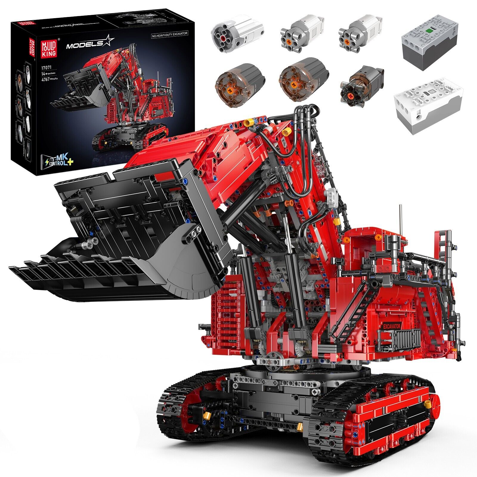 new Mould King 17071 Red Excavator Bulldozer Engineering RC Building Block Toy MOULD KING - KOEEK