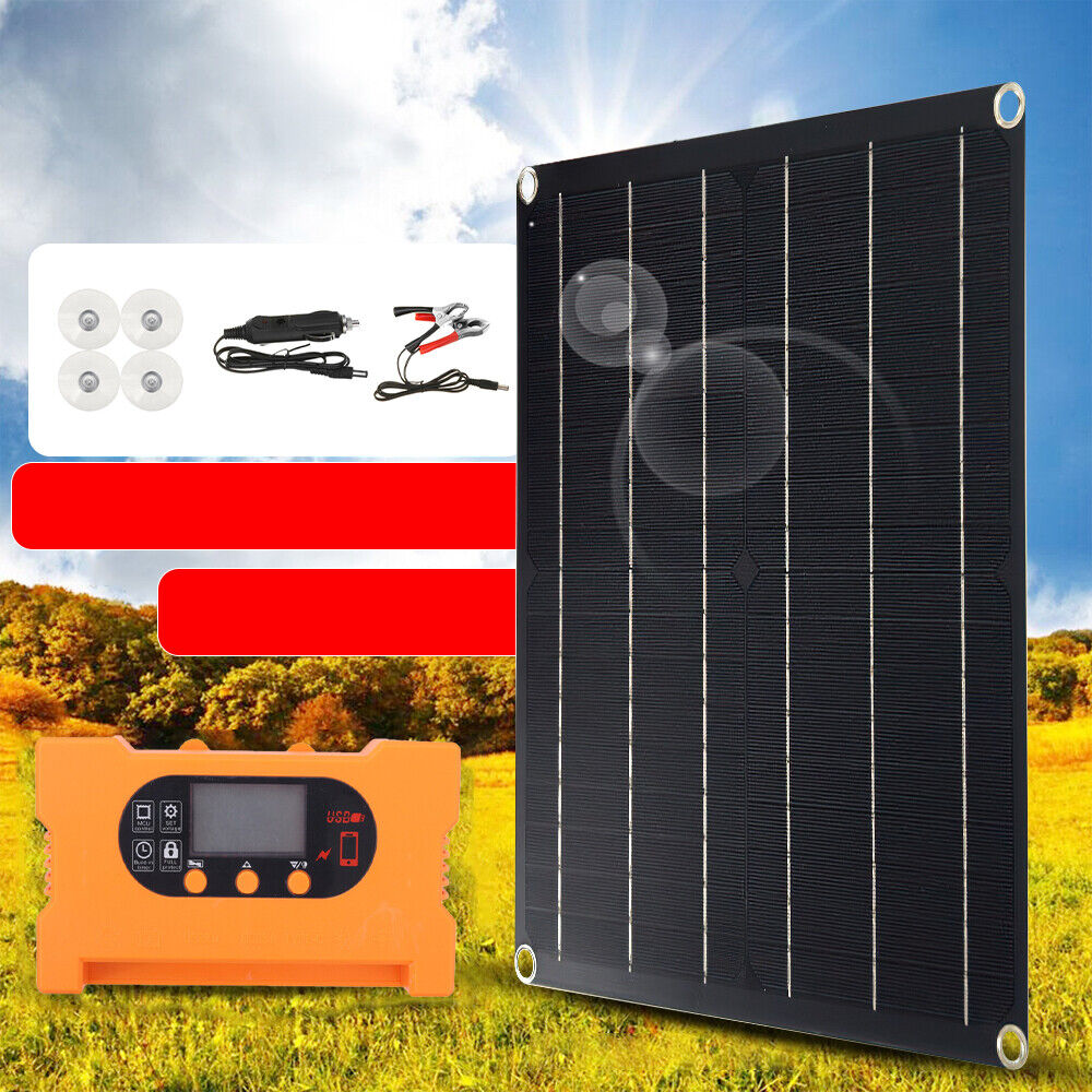 ny 50W 18V Monokrystallinsk Solpanel Opladning Camping Hjemmebåd 100A Controller