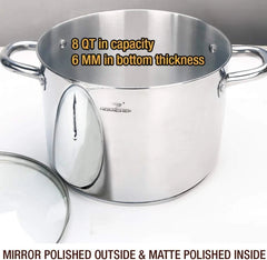 8-Quart Stock Pot with Lid (Nickel-Free Stainless Steel) -Polished Stock Pot 07FC0E-D4 - KOEEK