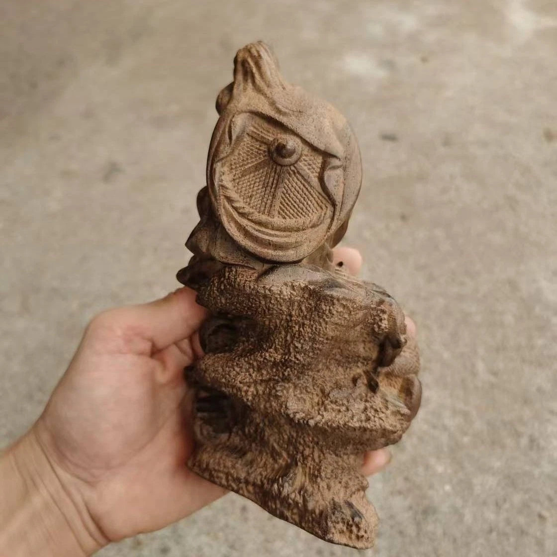 17*9cm Vietnamese Agarwood Carved Dragon Arhat Figurine Feng Shui Wealth Gift 07FC0E-D4 - KOEEK